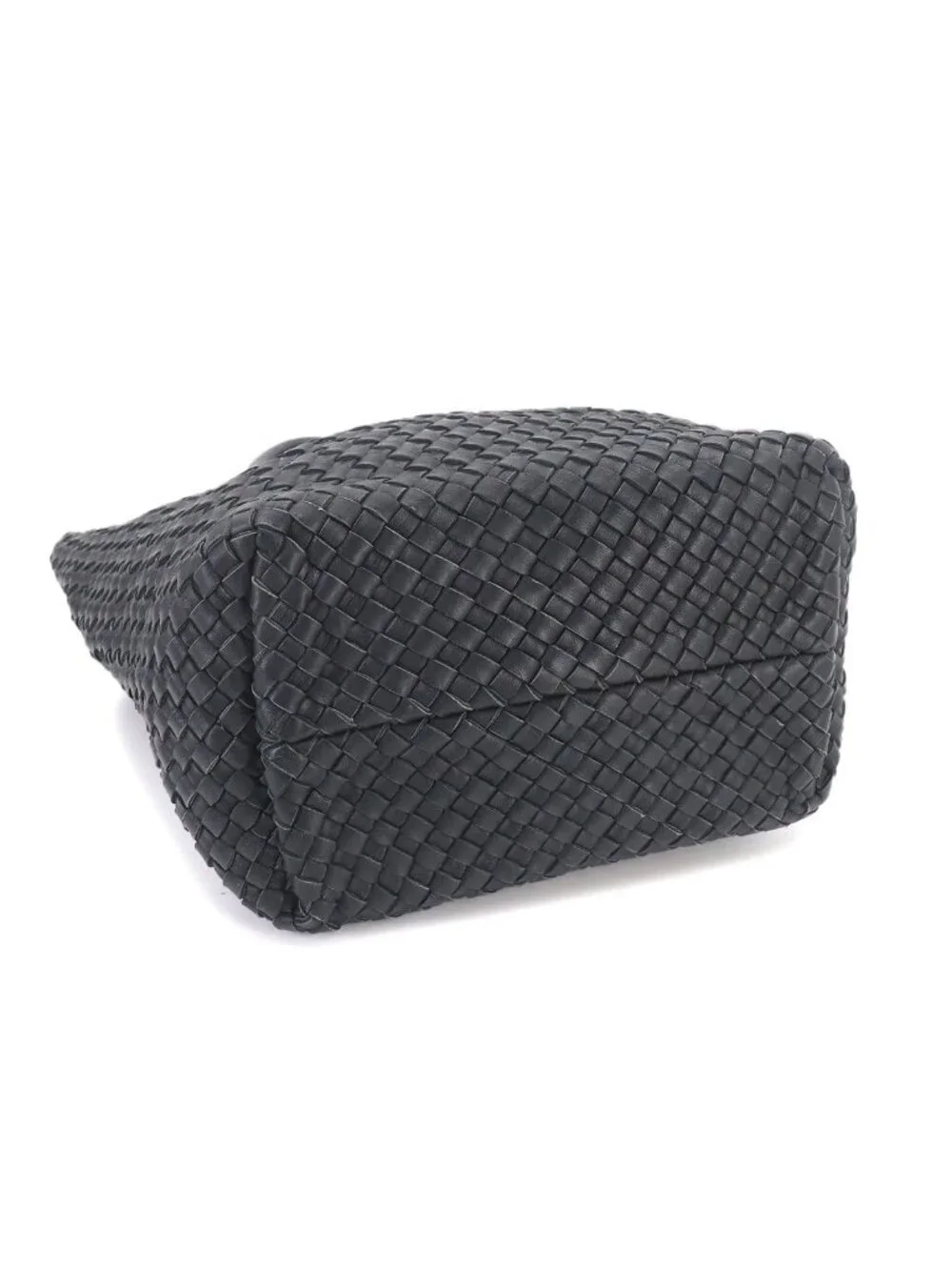 Bottega Veneta Intrecciato Cabas Tote Leather Black Gold